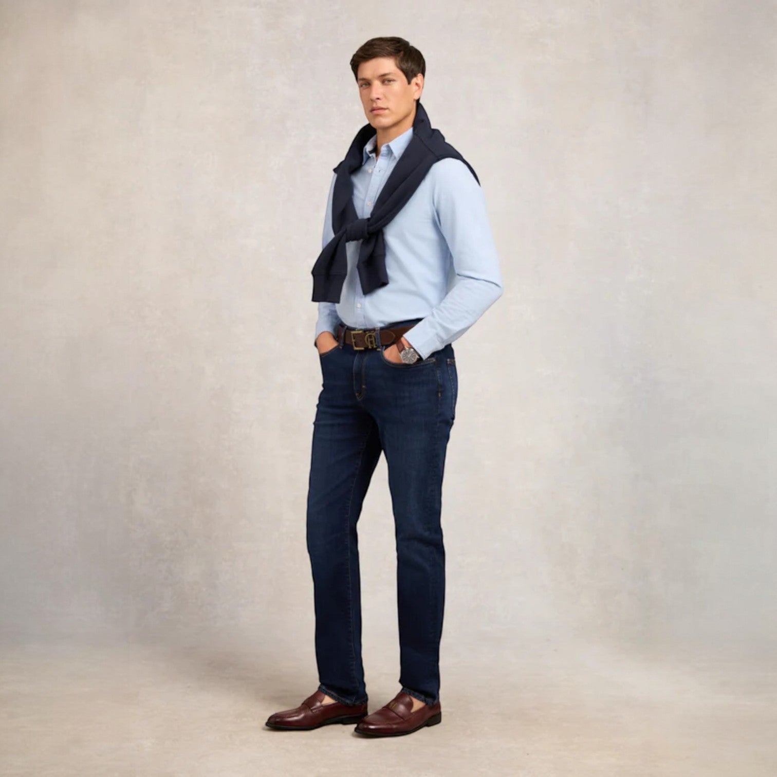 Holland Cooper Men's Classic Shirt Oxford Shirt Sky Blue