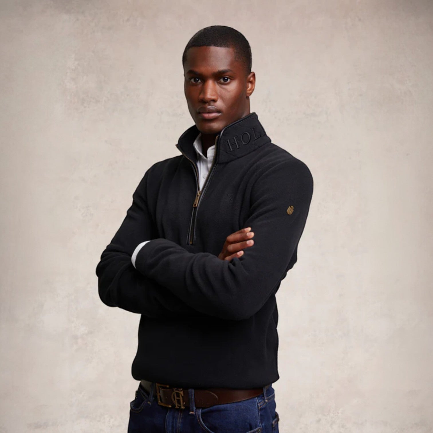 Holland Cooper Men's Country Fleece Quarter Zip Black