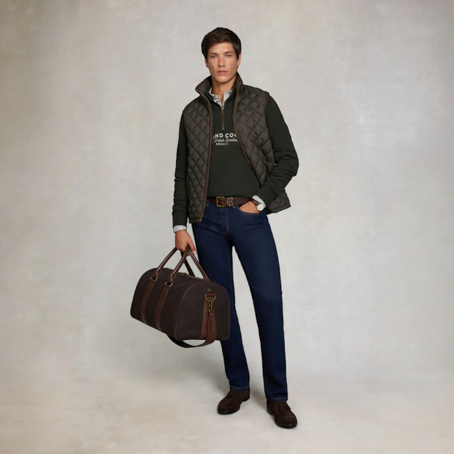 Holland Cooper Men's Quarter Zip Sweat Racing Green