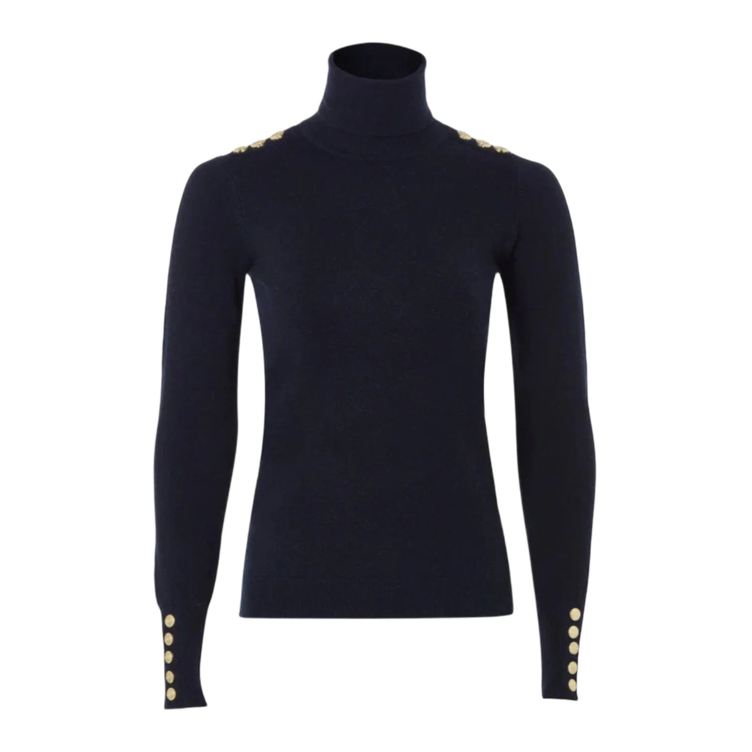 Holland Copper Buttoned Knit Roll Neck Ink Navy