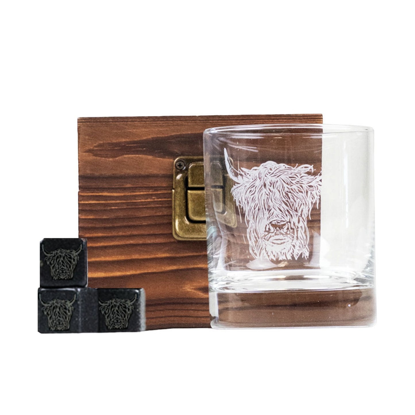 Selbrae House Glass And Whisky Stone Set - Highland Cow