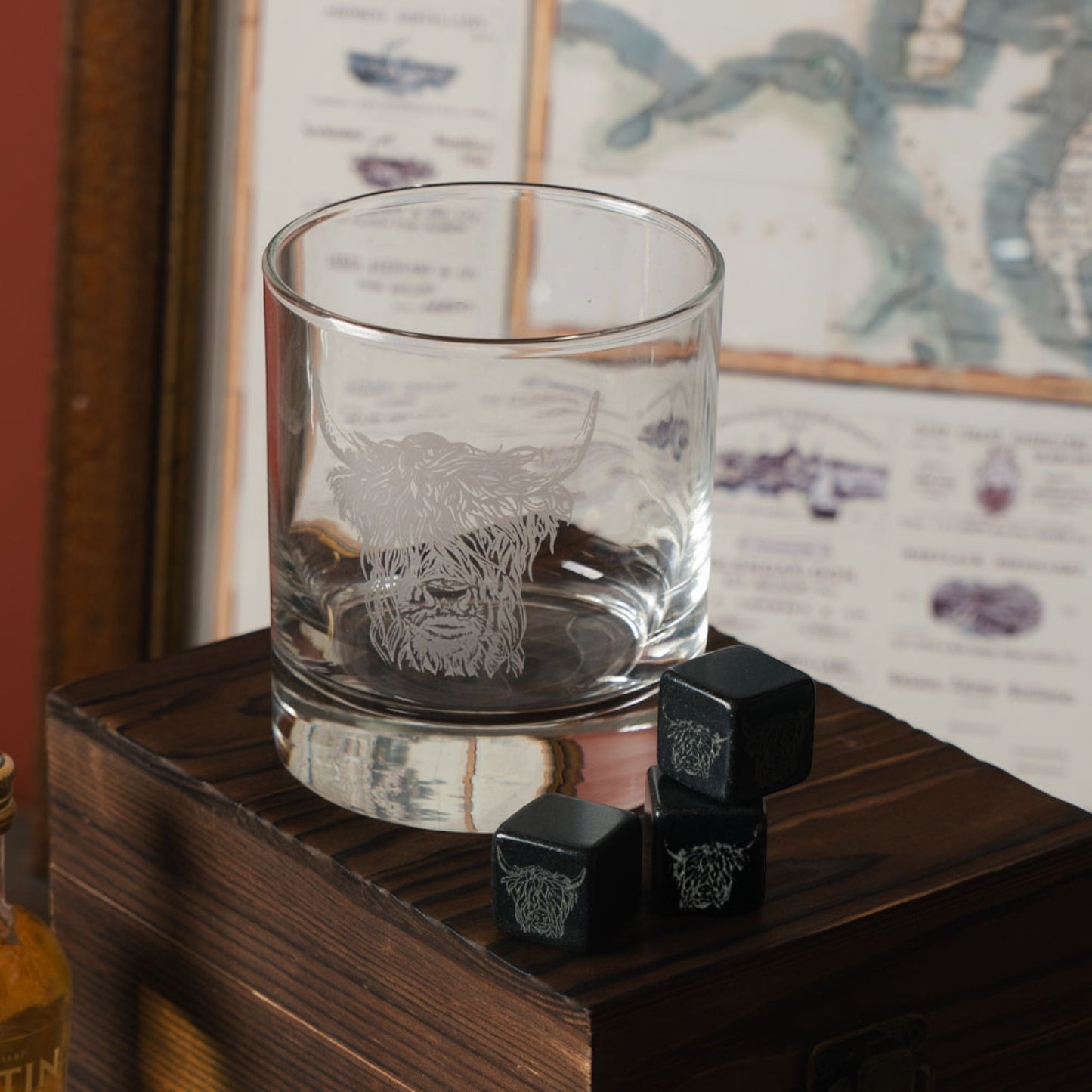 Selbrae House Glass And Whisky Stone Set - Highland Cow
