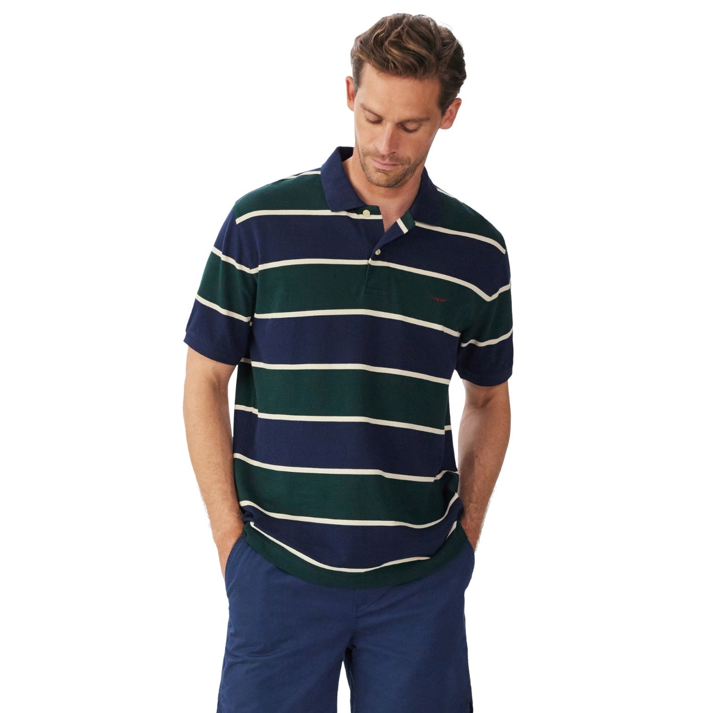 R.M. Williams Bright Polo Navy Green Cream