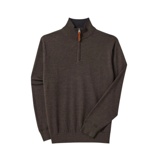 R.M Williams Ernest 1/4 Zip Merino Knit Chestnut