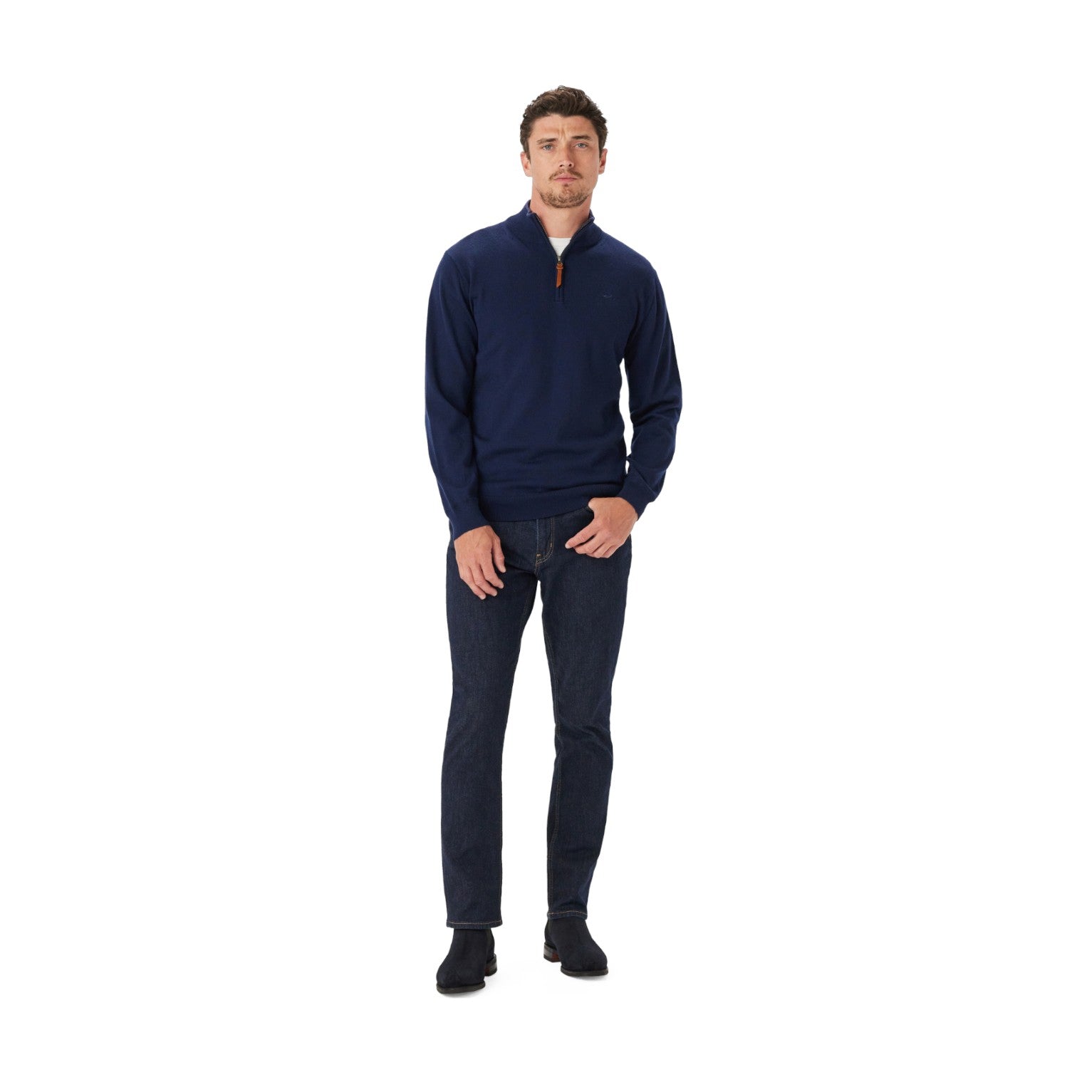 R.M Williams Ernest 1/4 Zip Merino Knit Navy