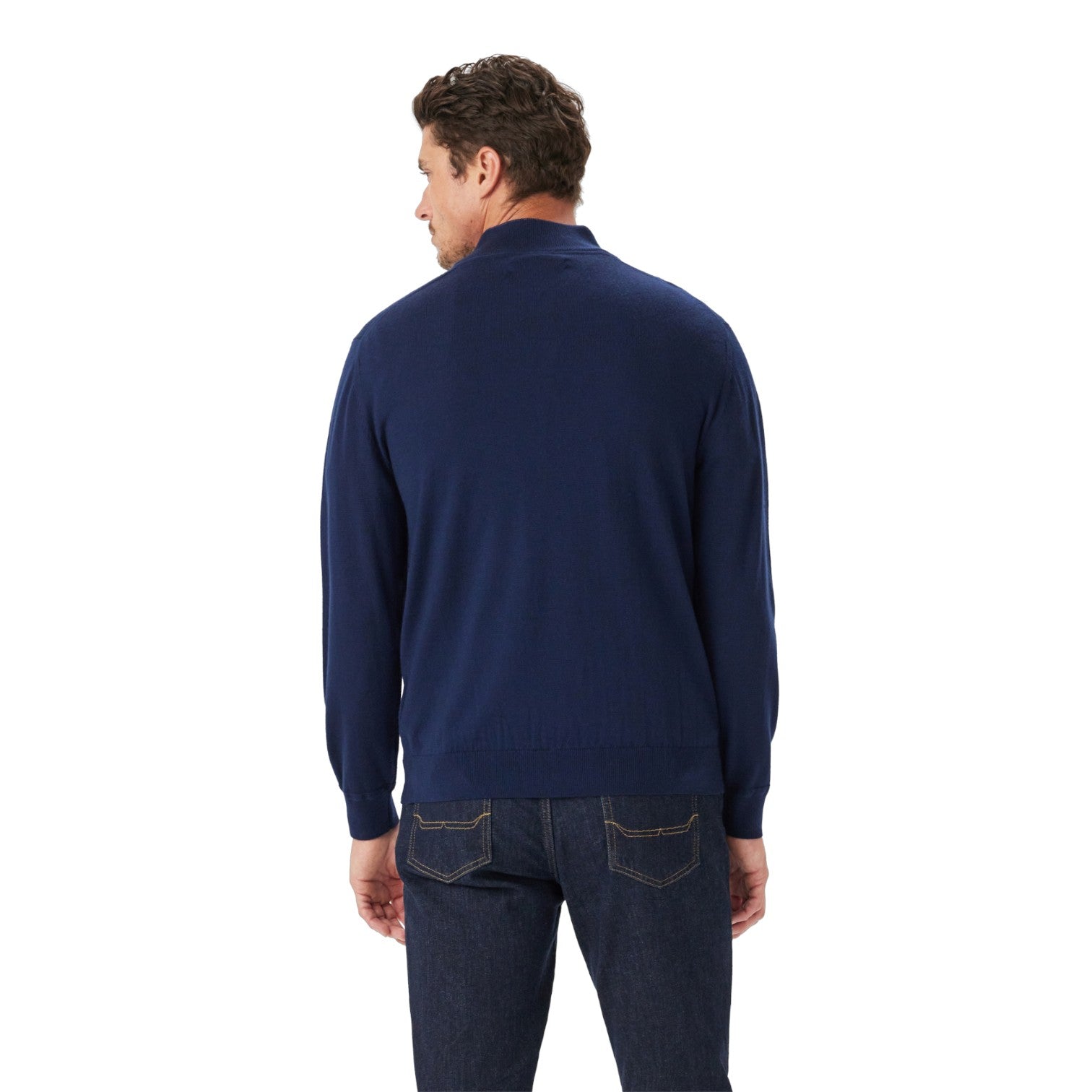 R.M Williams Ernest 1/4 Zip Merino Knit Navy