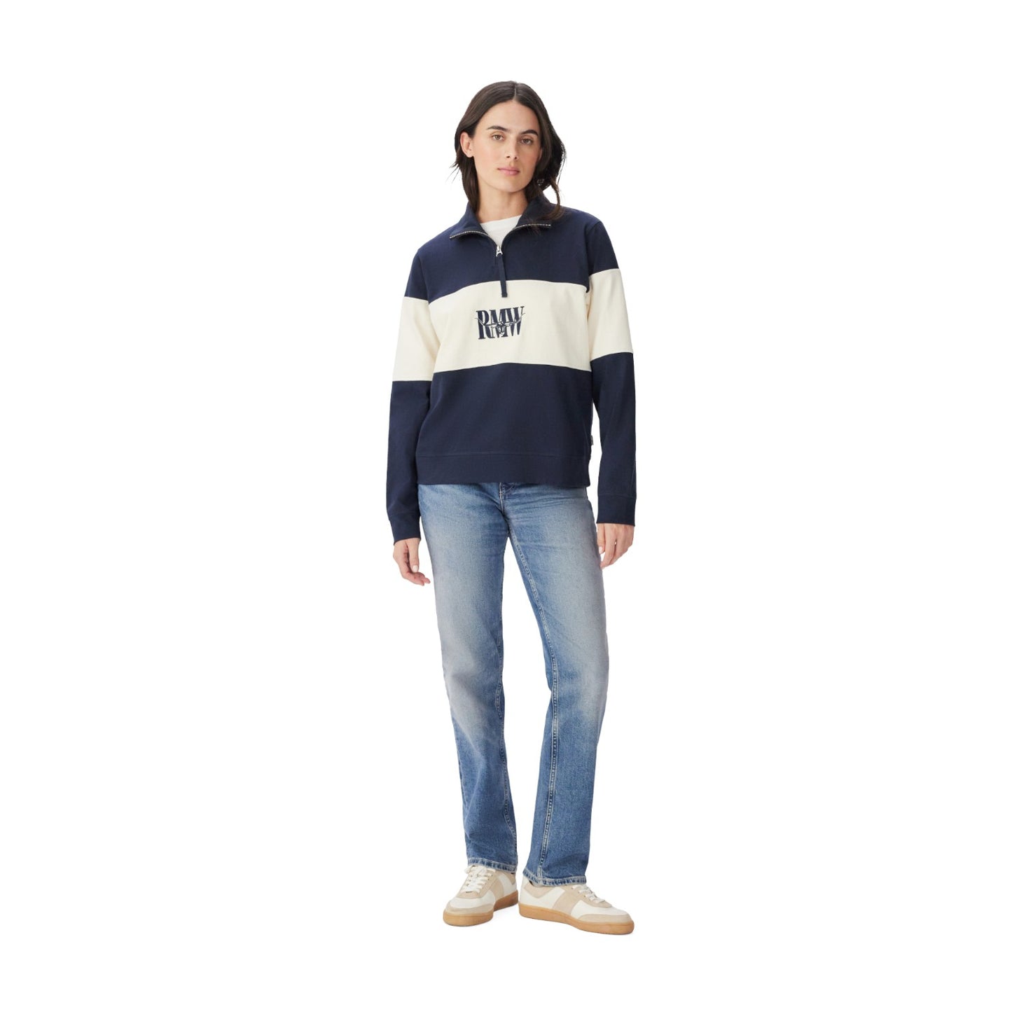 R.M.Williams Trickett Panel Sweatshirt Navy Ivory