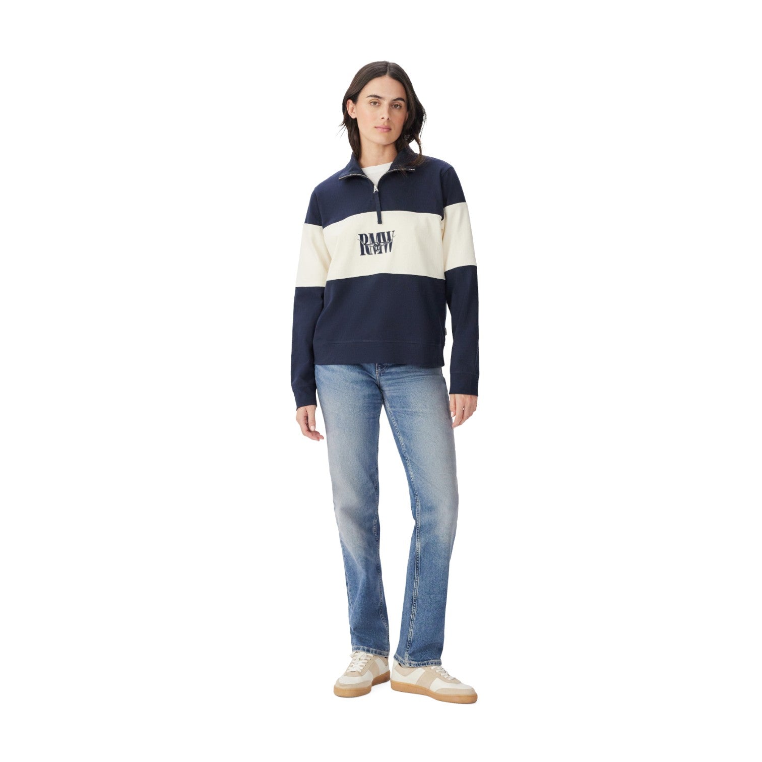 R.M.Williams Trickett Panel Sweatshirt Navy Ivory