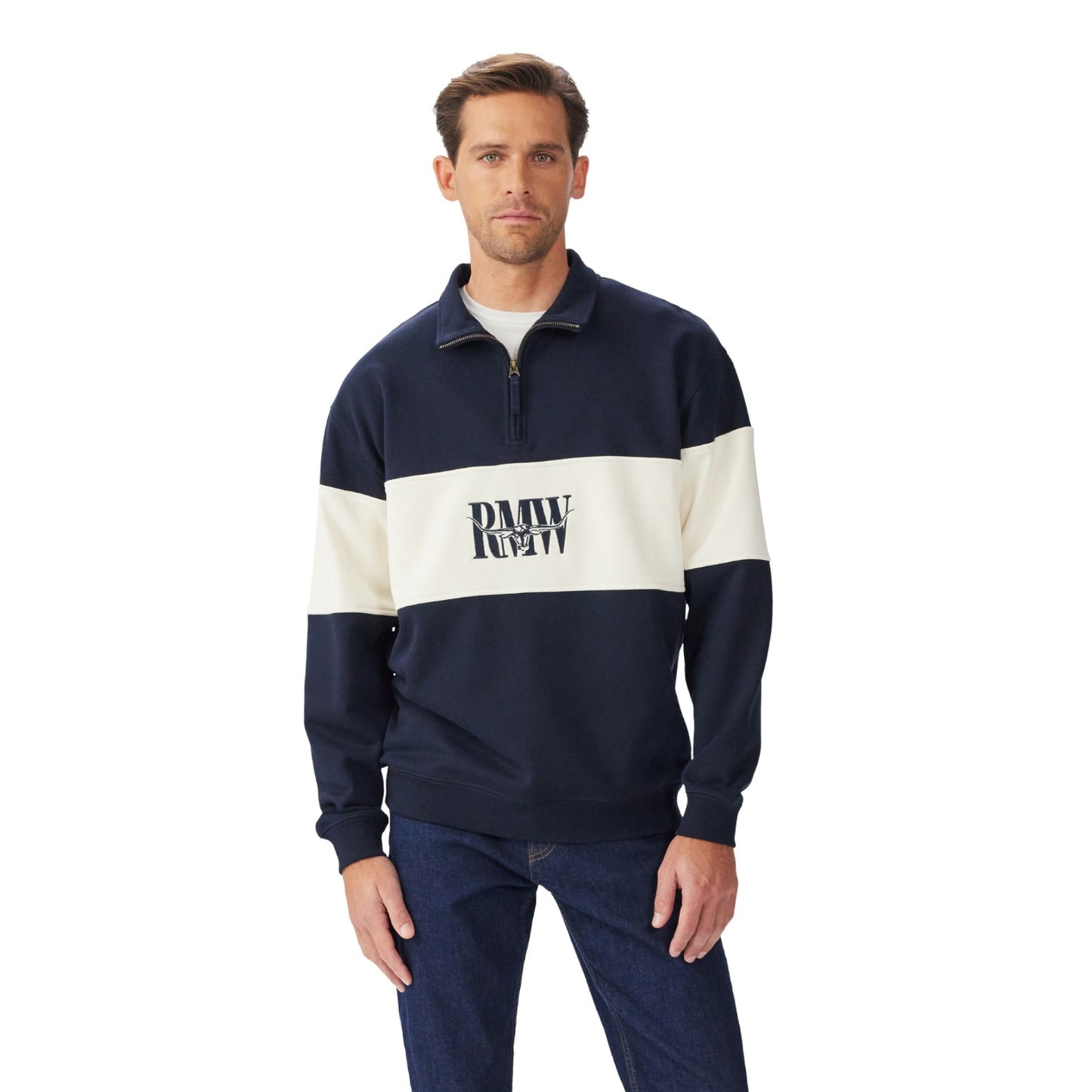 R.M.Williams Heritage 1/4 Zip Sweatshirt Navy
