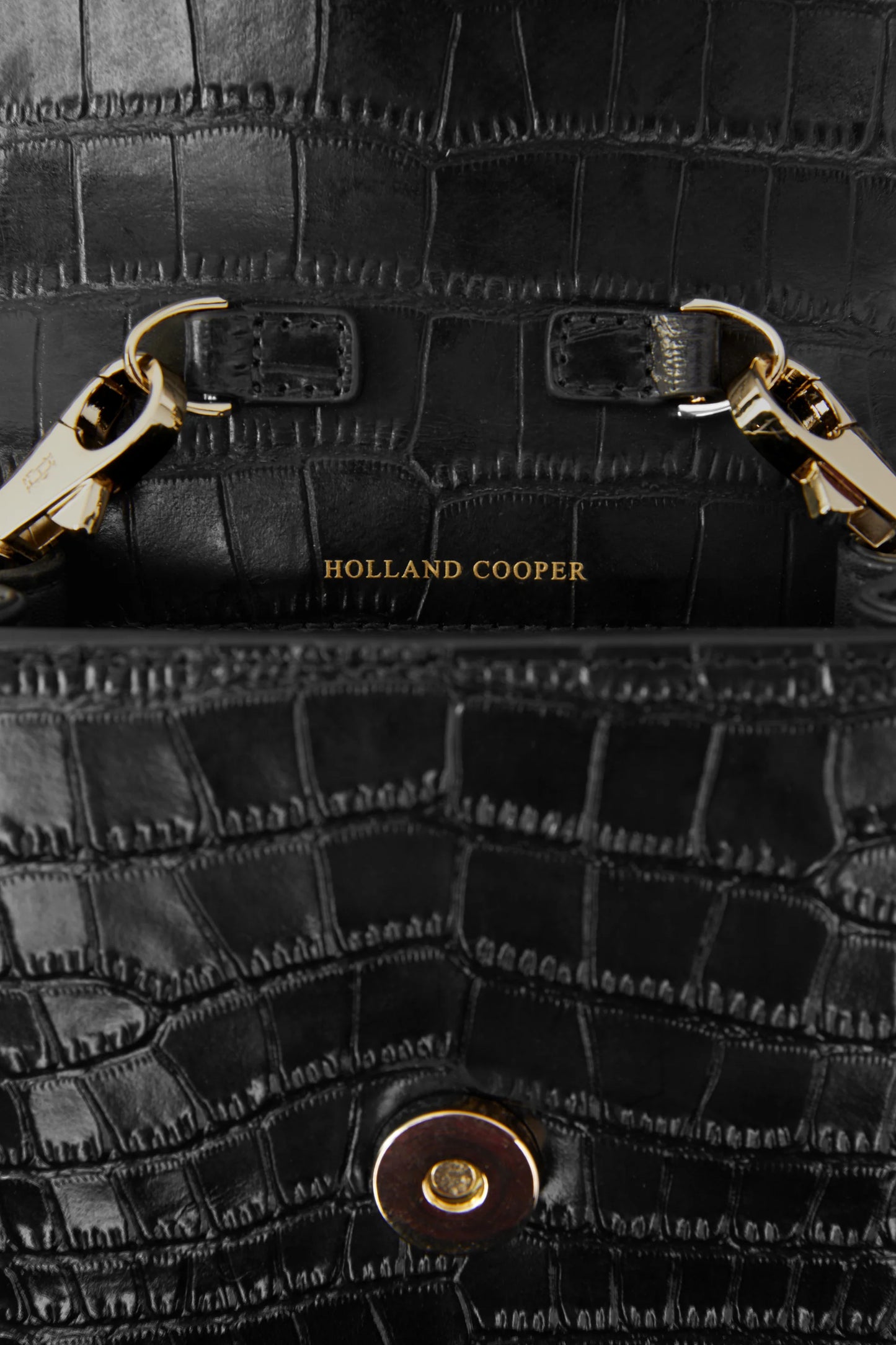 Holland Cooper Knightsbridge Phone Pouch Black Croc