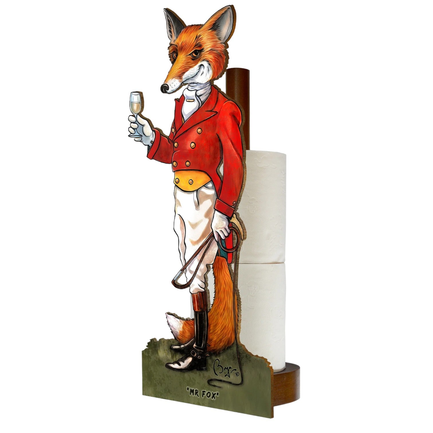 Loo Prints Mr Fox Wooden Kitchen/Loo Roll Holder