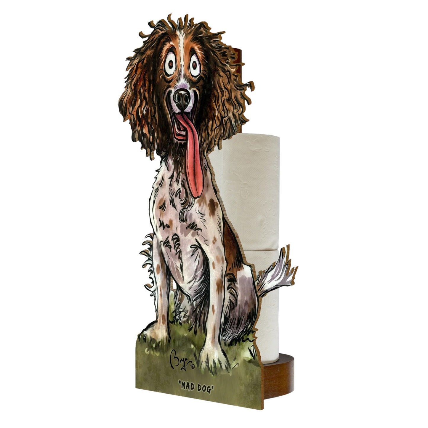 Loo Prints Mad Dog Wooden Kitchen/Loo Roll Holder