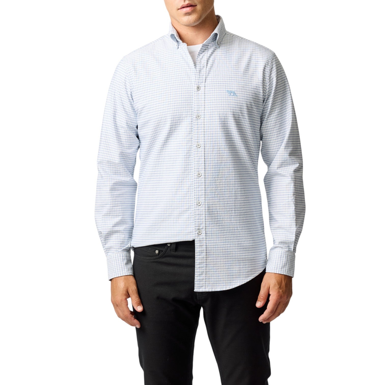 Rodd & Gunn Gunn Check Oxford 5 Dusk Blue