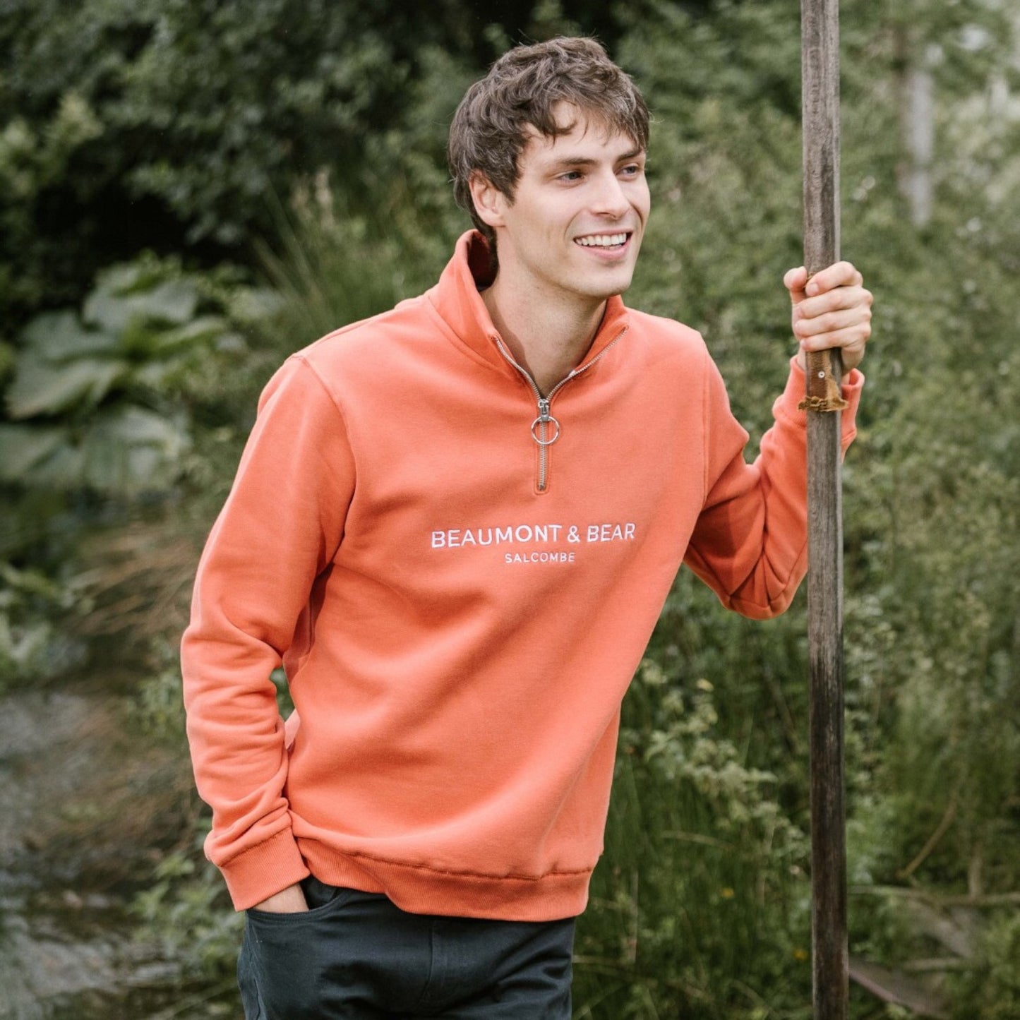 Beaumont & Bear Kingswear Unisex Quarter Zip Sweatshirt Burnt Orange