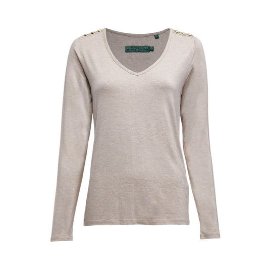 Holland Cooper Long Sleeve V-Neck Tee Oatmeal