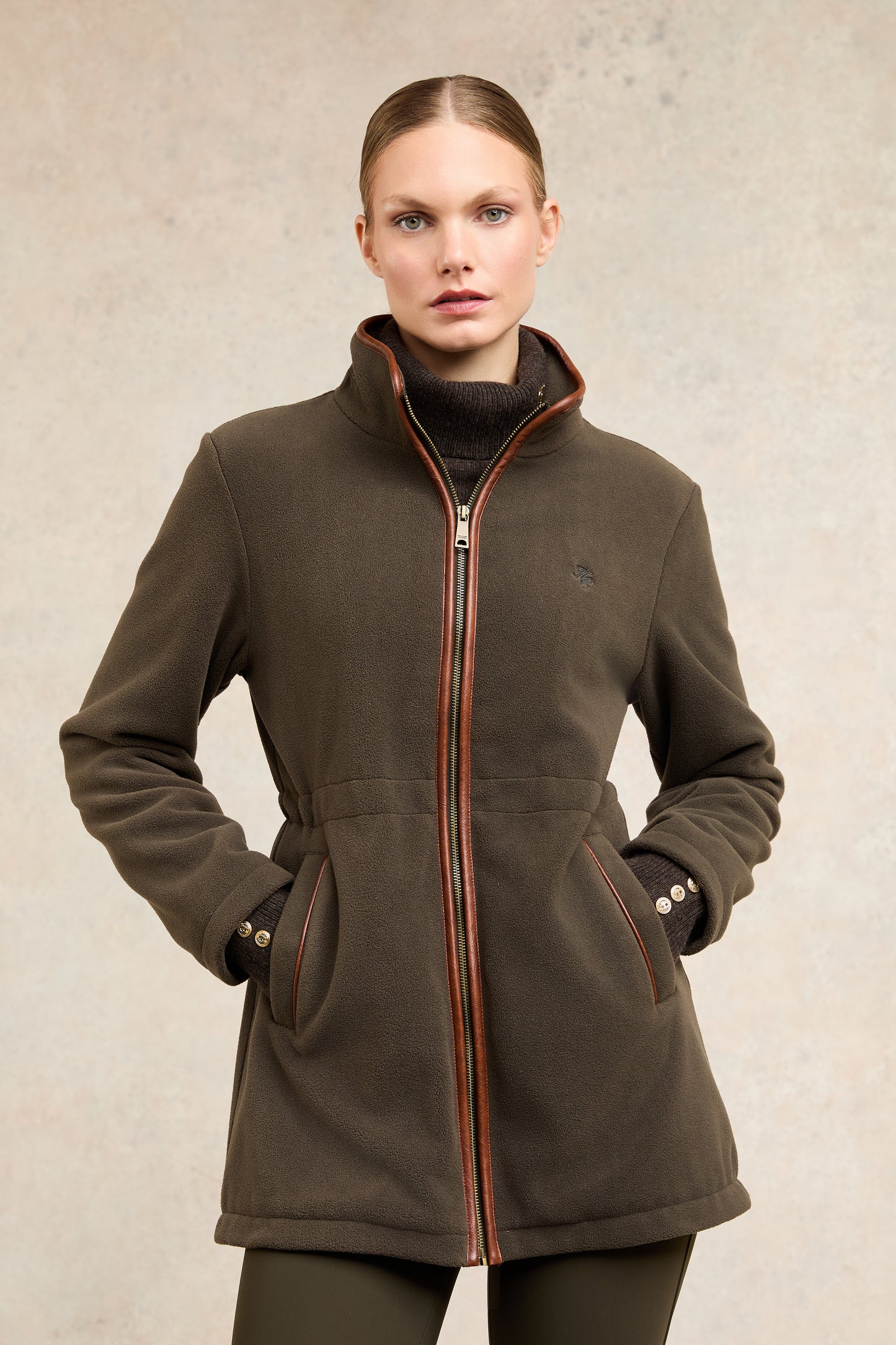 Holland Cooper Country Longline Fleece Khaki