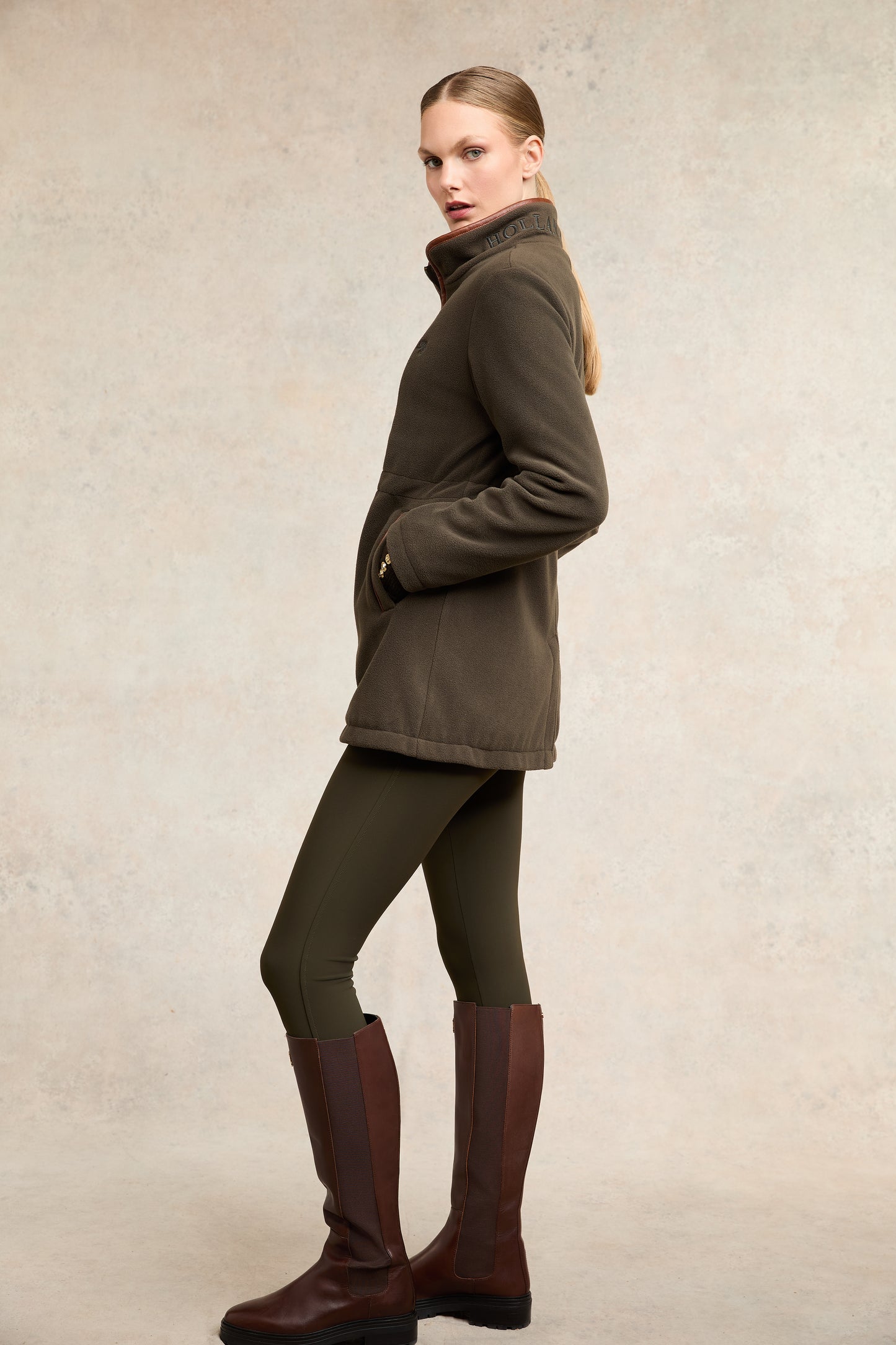 Holland Cooper Country Longline Fleece Khaki