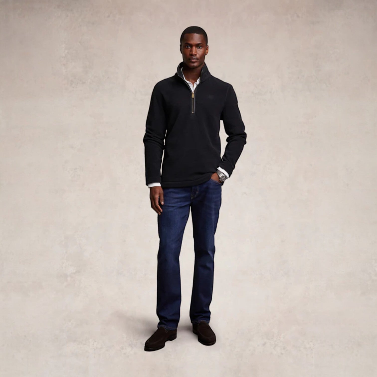 Holland Cooper Men's Country Fleece Quarter Zip Black