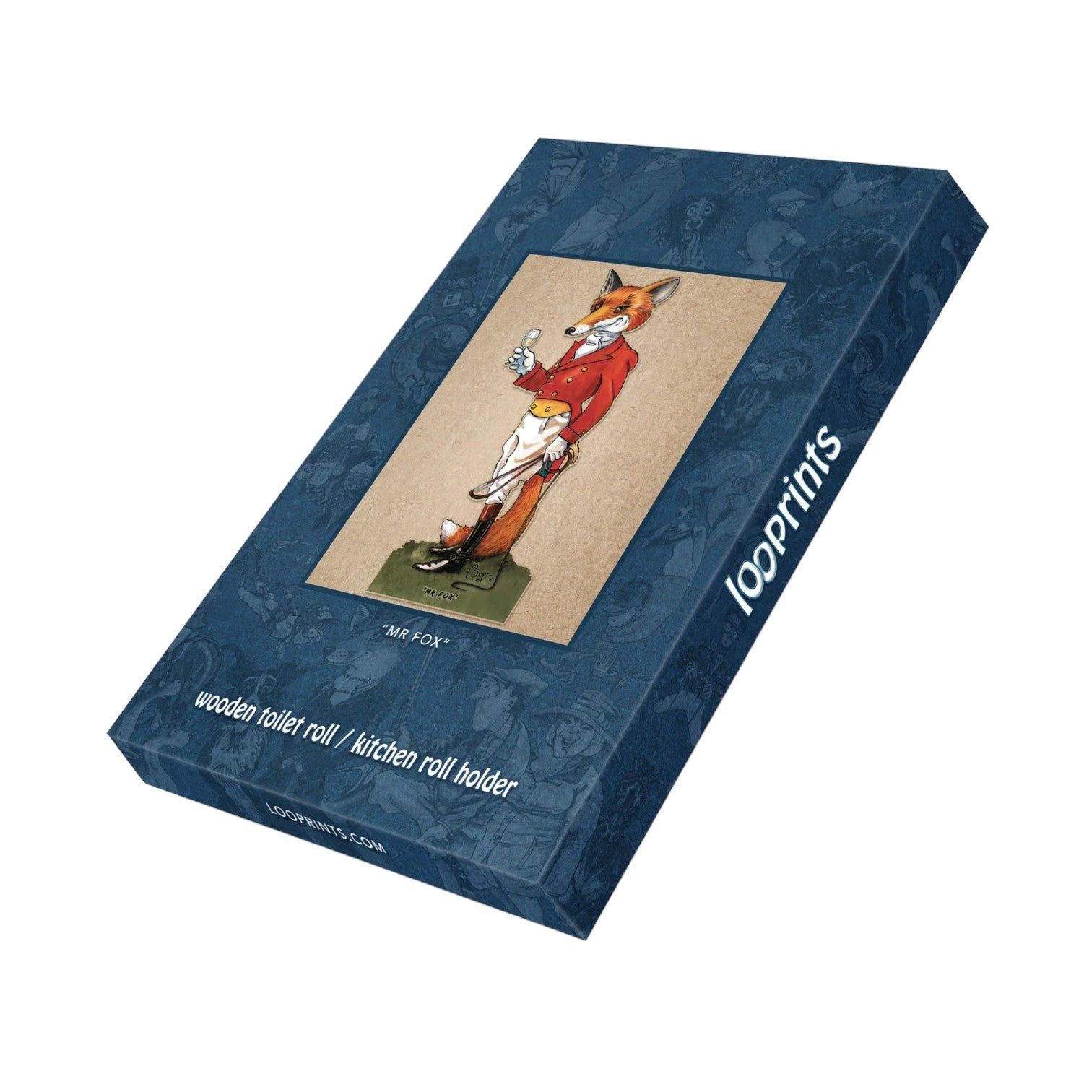 Loo Prints Mr Fox Wooden Kitchen/Loo Roll Holder
