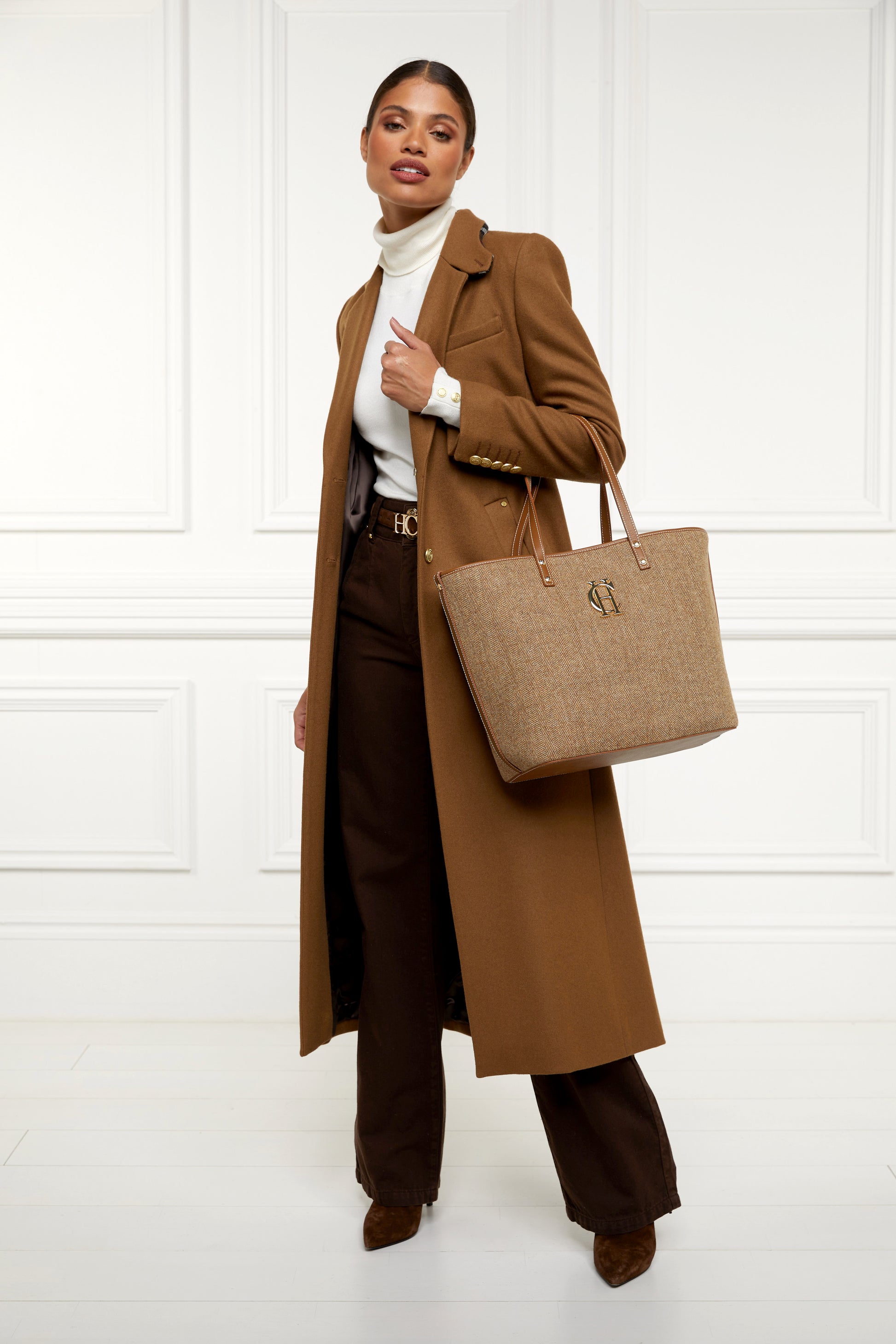 Holland Cooper Kensington Tote Bag Tan Herringbone