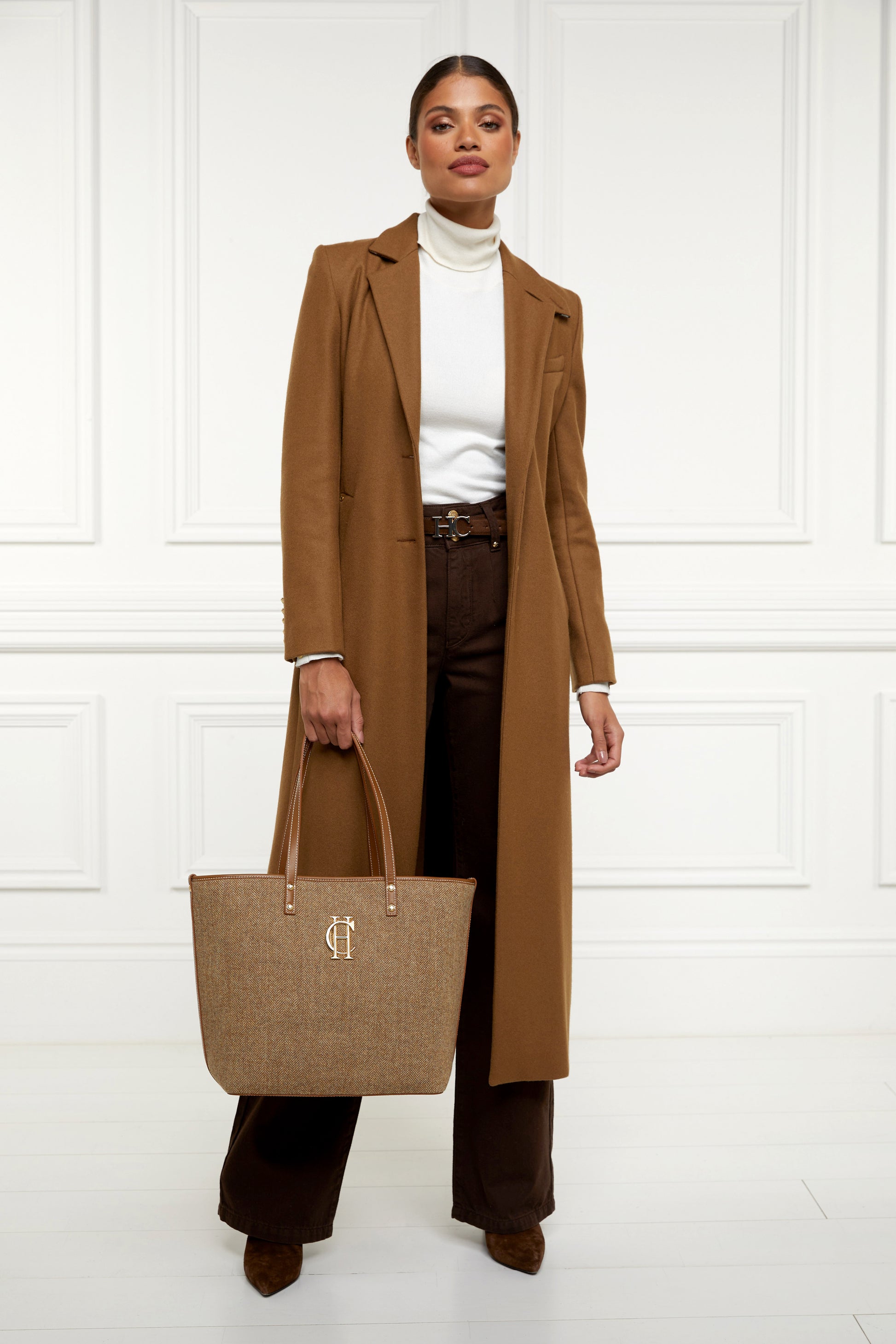 Holland Cooper Kensington Tote Bag Tan Herringbone