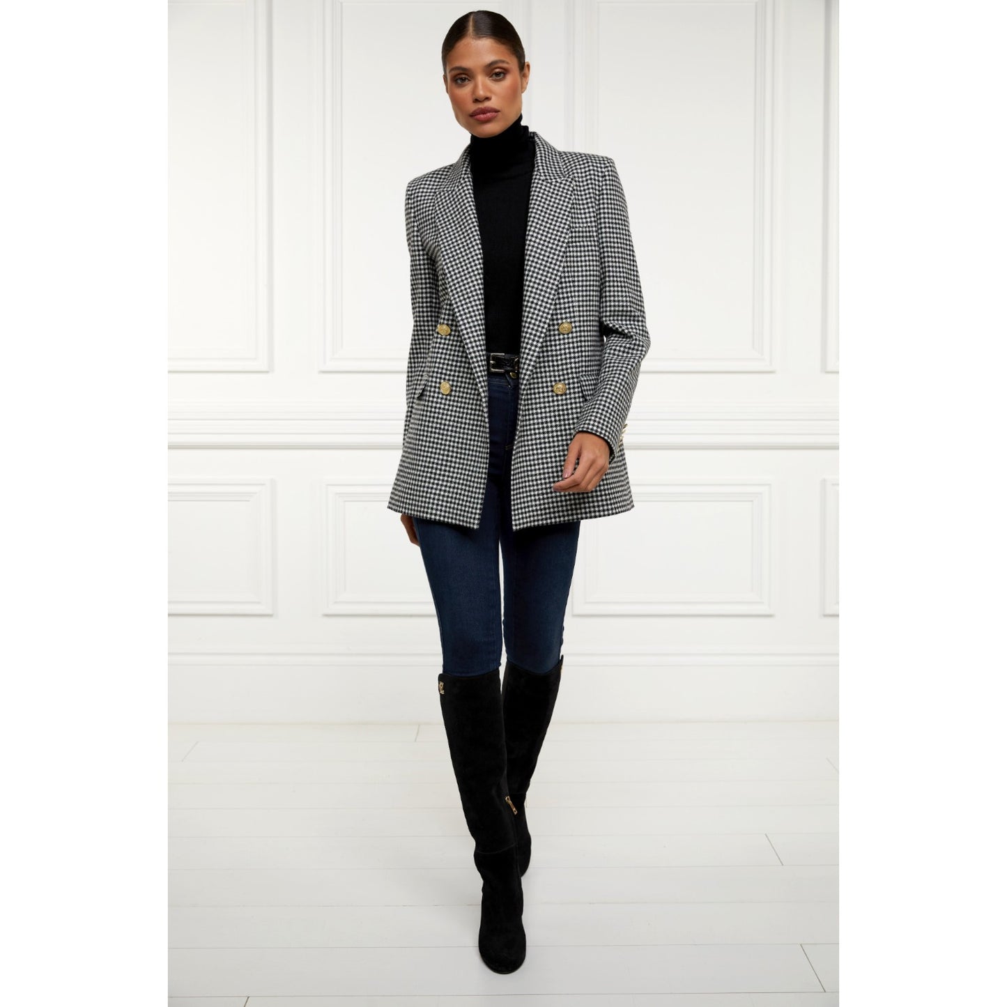 Holland Cooper Albany Heeled Boot Black Suede