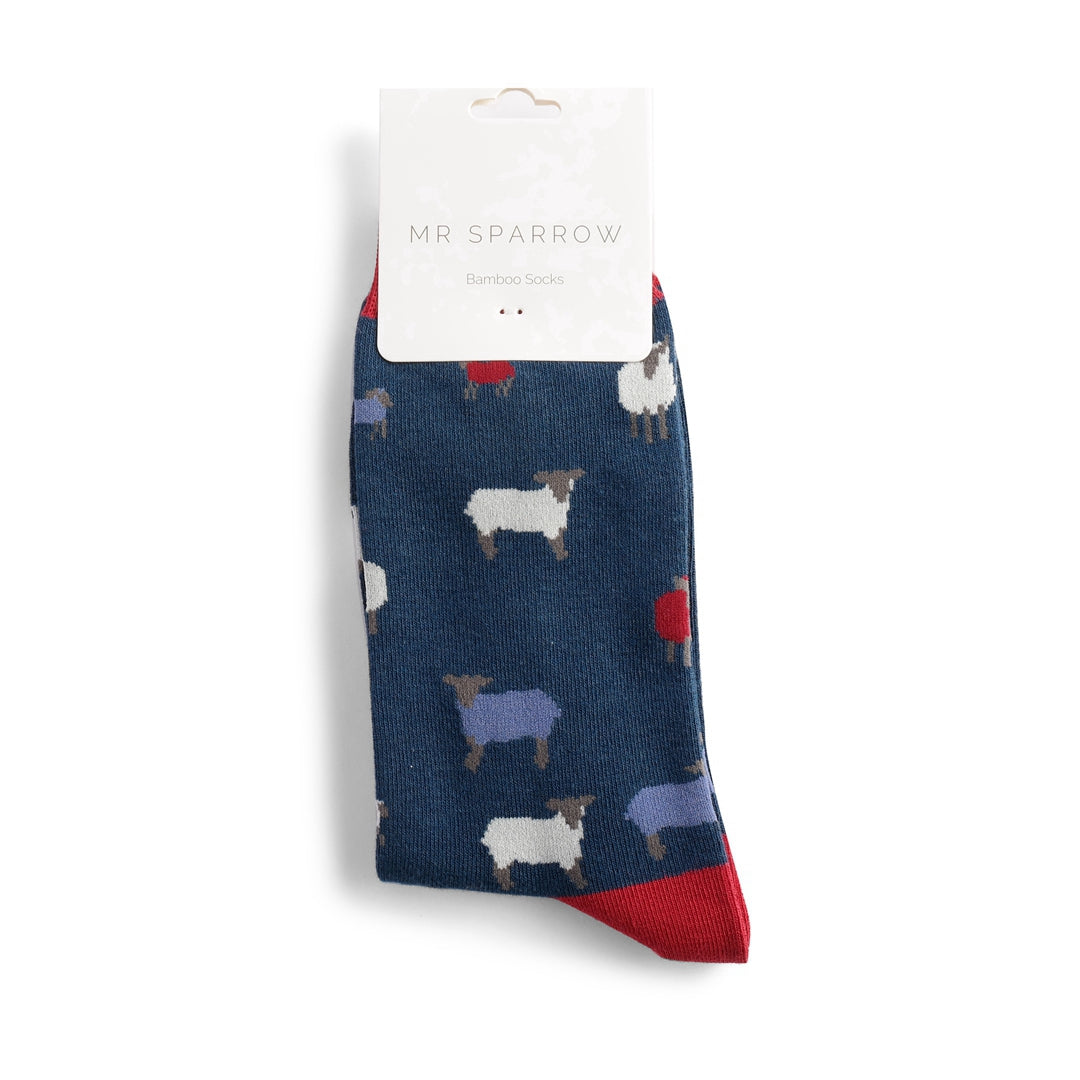 Mr Sparrow Sheep Family Navy Socks