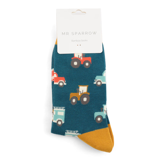 Mr Sparrow On The Farm Teal Sock