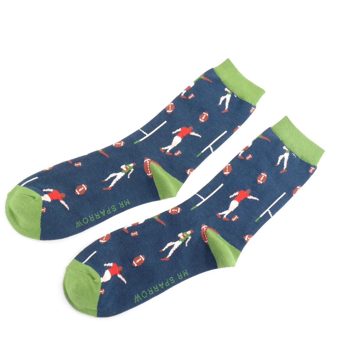 Mr Sparrow Rugby Scene Navy Sock