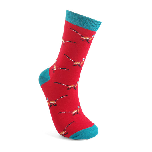 Mr Heron Pheasants Socks Oxblood