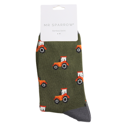 Mr Sparrow Tractor Olive Socks