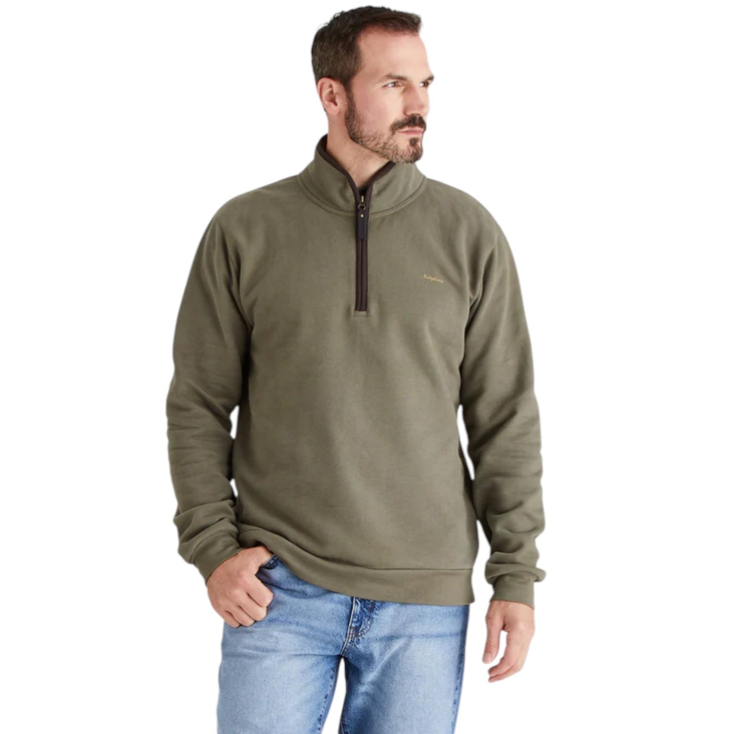 Ridgeline Brancaster 1/4 Zip Top Smokey Olive