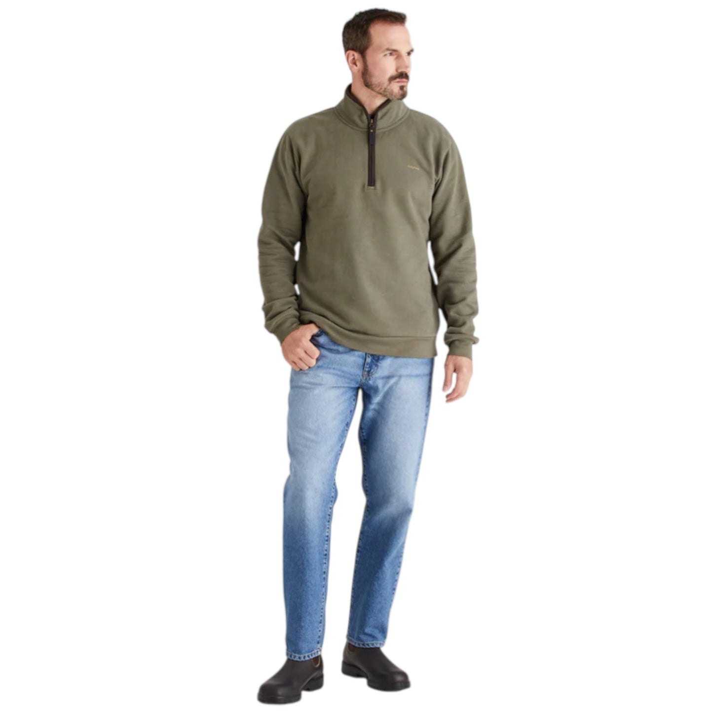 Ridgeline Brancaster 1/4 Zip Top Smokey Olive