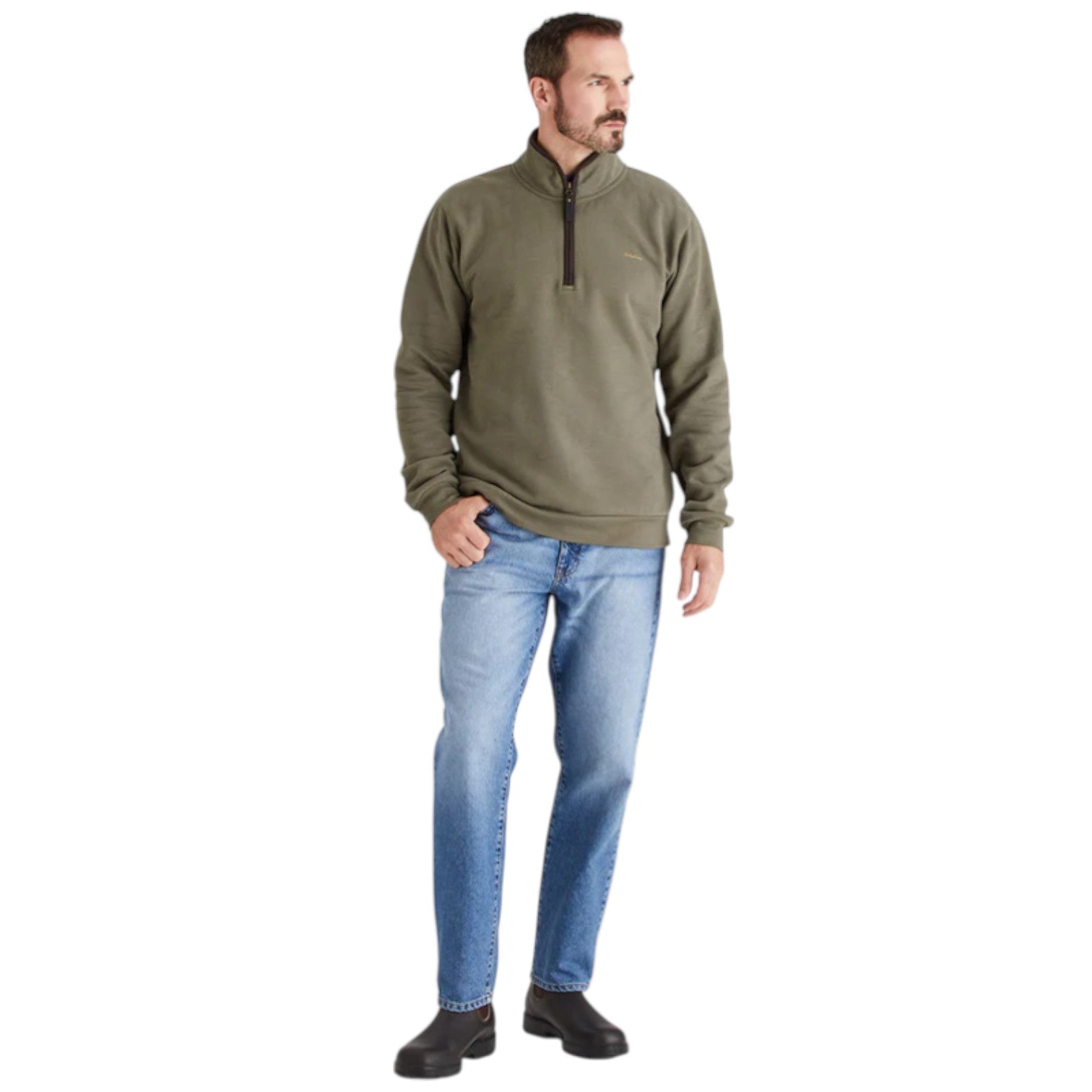 Ridgeline Brancaster 1/4 Zip Top Smokey Olive