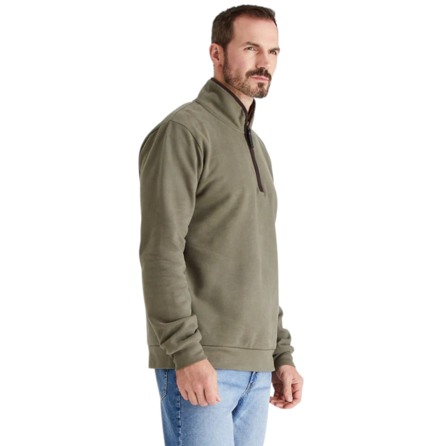 Ridgeline Brancaster 1/4 Zip Top Smokey Olive