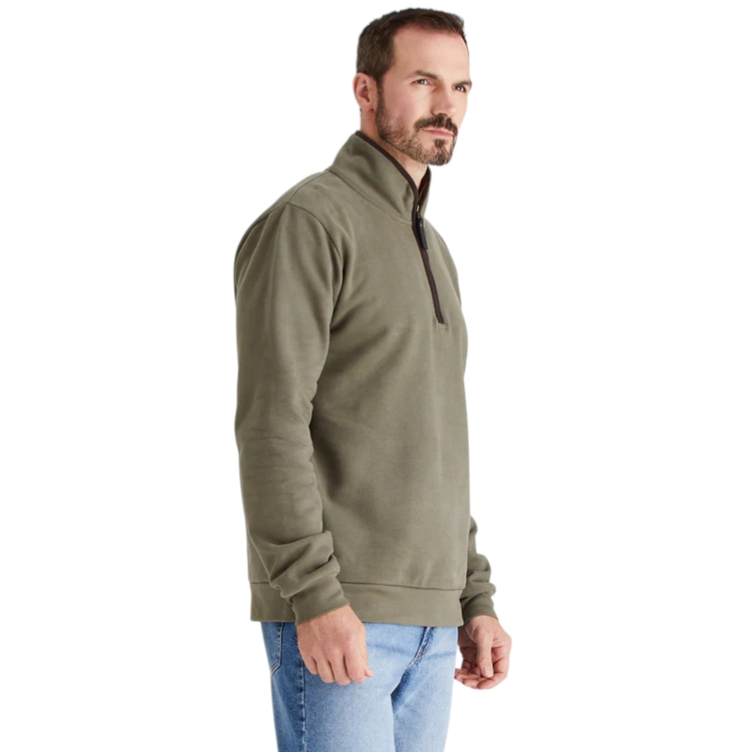 Ridgeline Brancaster 1/4 Zip Top Smokey Olive