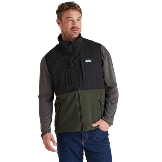 Ridgeline Men’s Hybrid Fleece Vest Deep Forest/Black