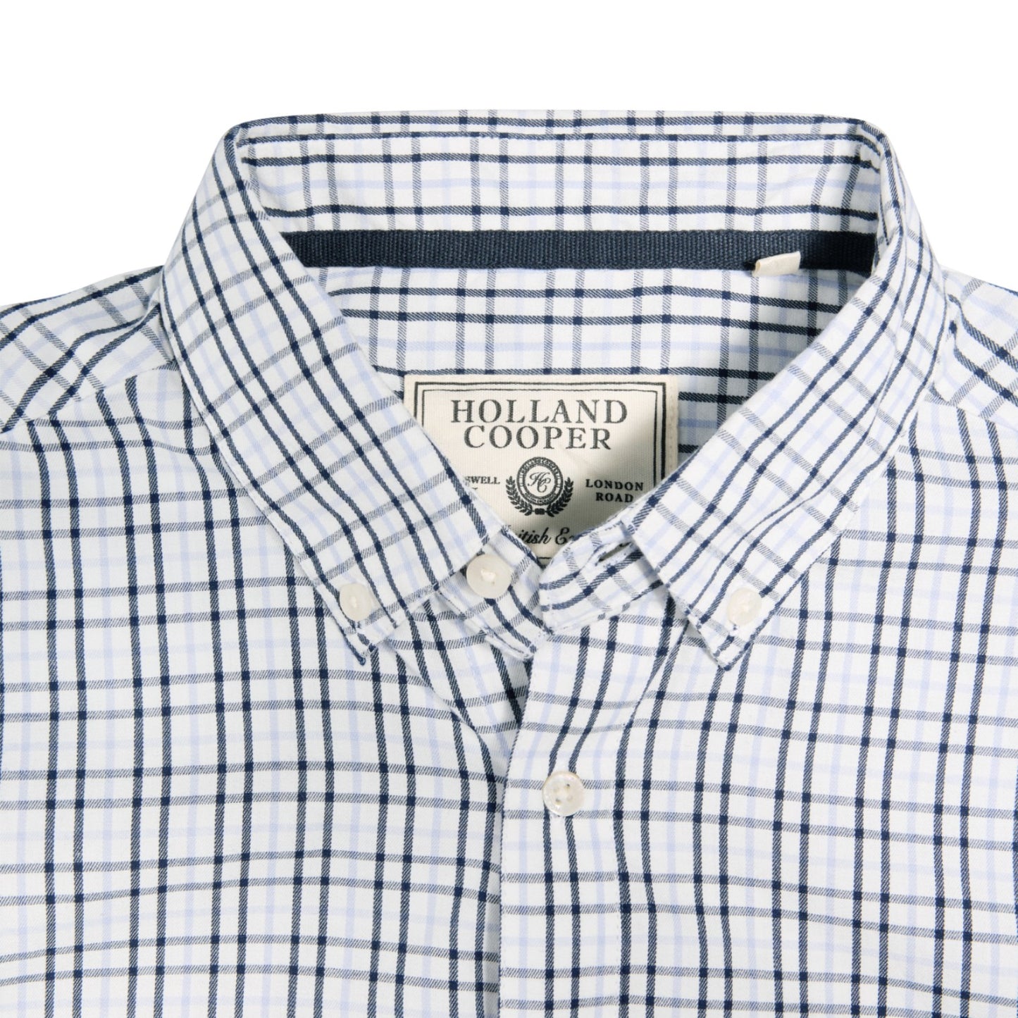 Holland Cooper Men's Classic Woven Button Down Shirt Cheltenham Check Blue