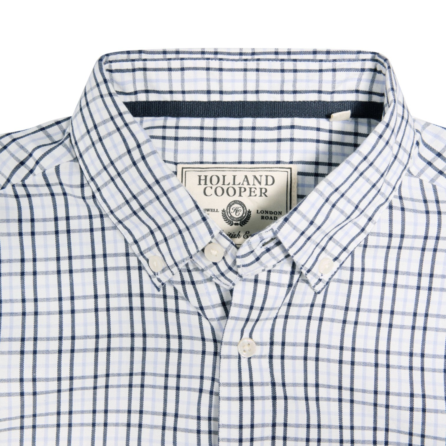 Holland Cooper Men's Classic Woven Button Down Shirt Cheltenham Check Blue
