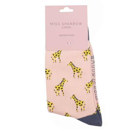 Miss Sparrow Giraffe Dusky Pink Socks