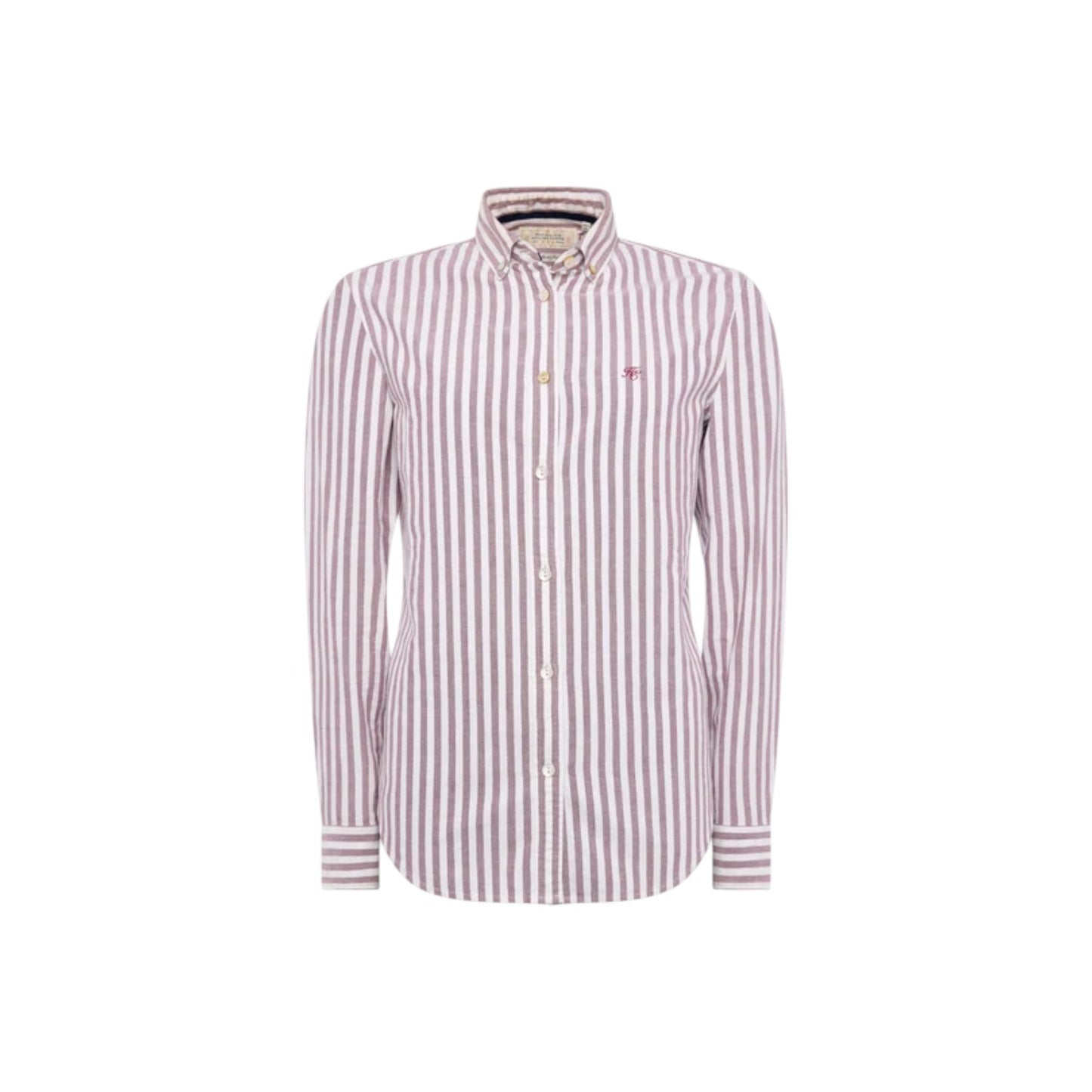 Holland Cooper Oxford Shirt Washed Burgundy Stripe