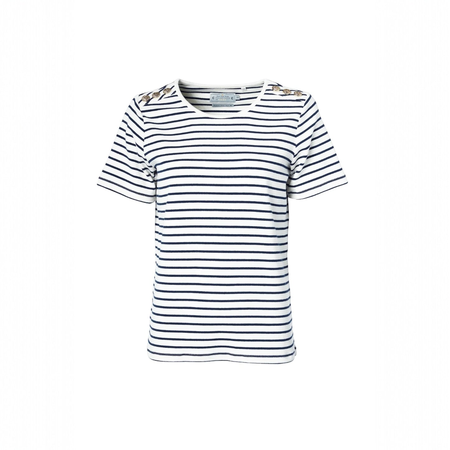 Holland Cooper Padstow Crew Neck Tee Ink Navy Stripe