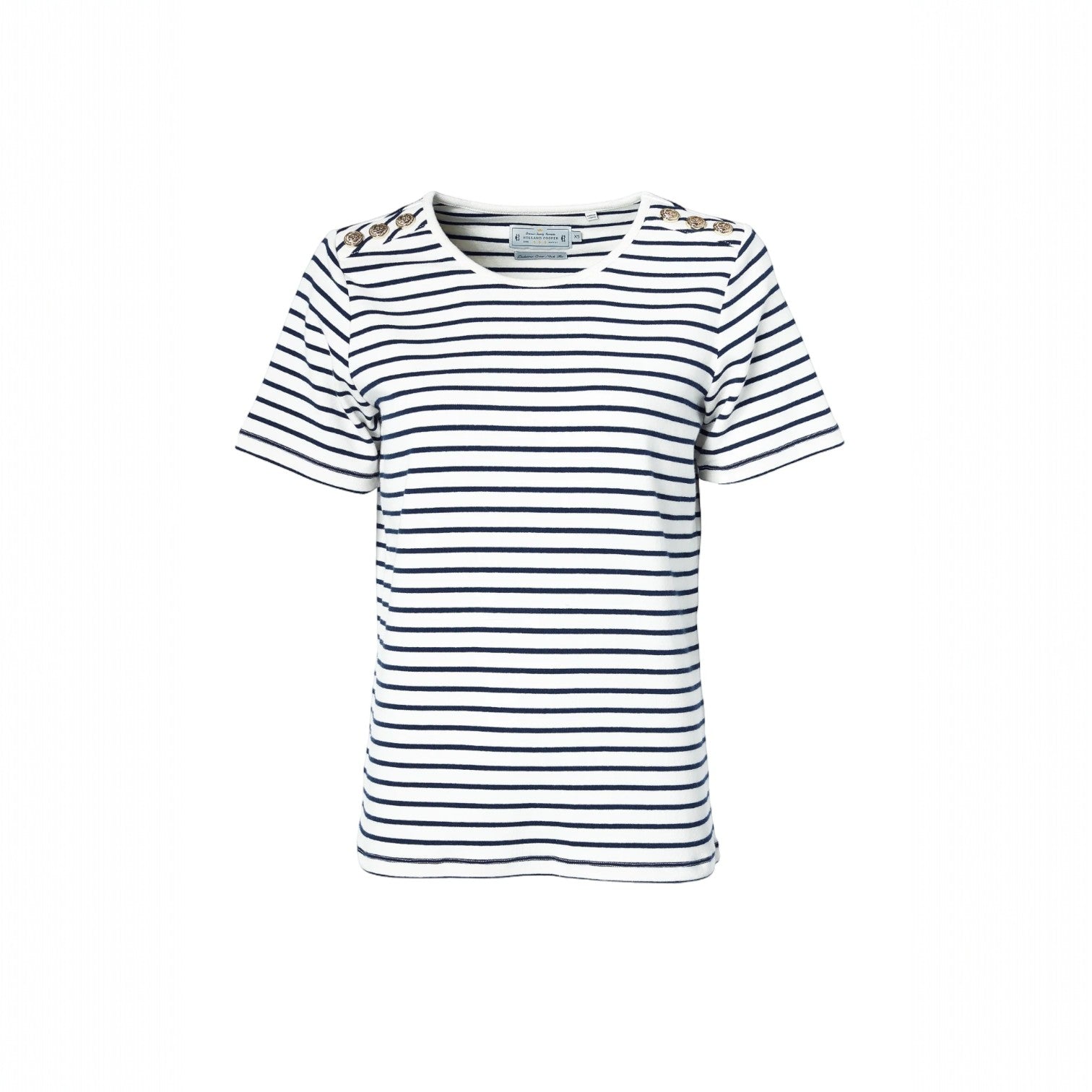 Holland Cooper Padstow Crew Neck Tee Ink Navy Stripe