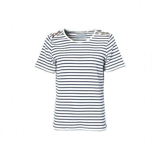 Holland Cooper Padstow Crew Neck Tee Ink Navy Stripe