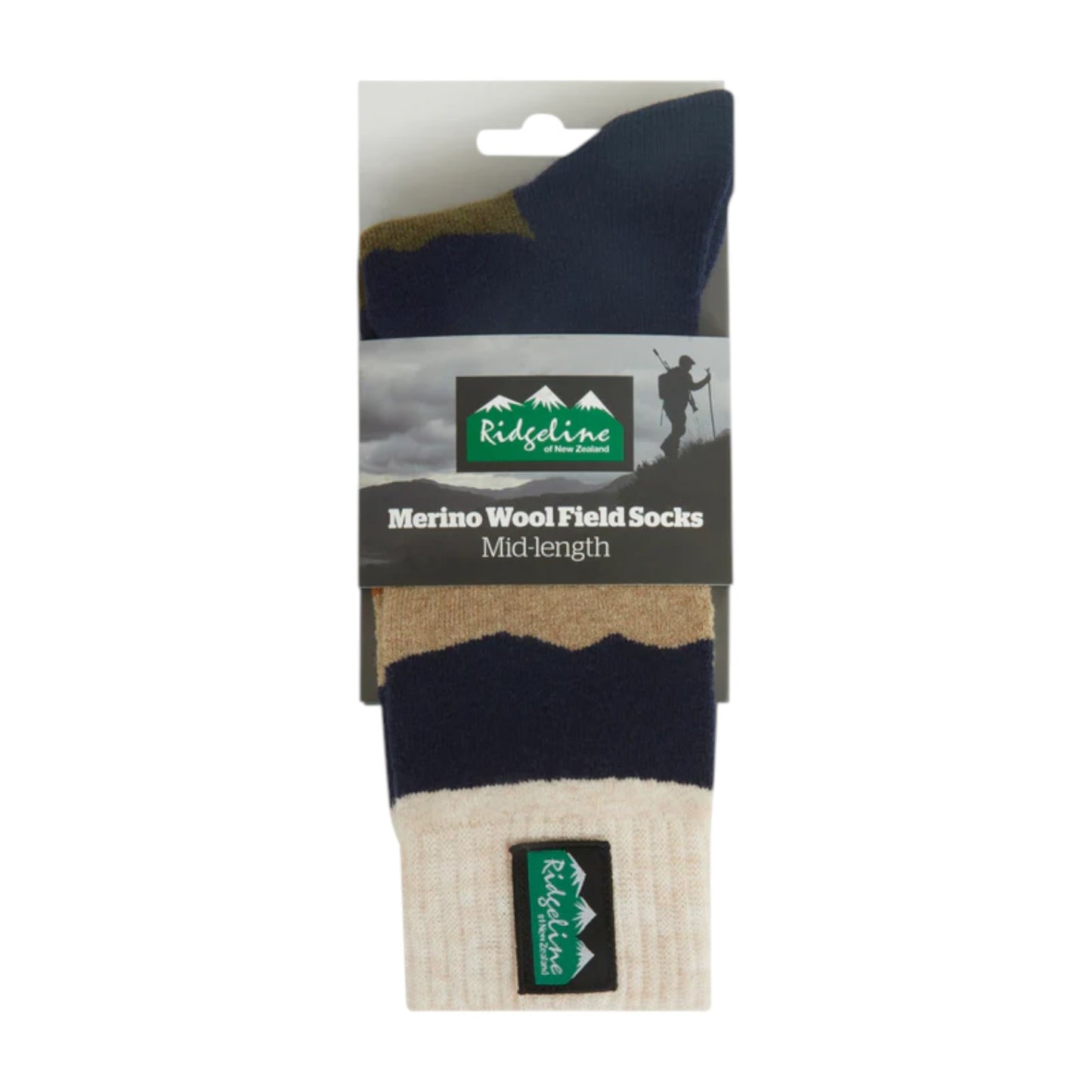 Ridgeline Merino Wool Socks Mid Length Navy Stripes