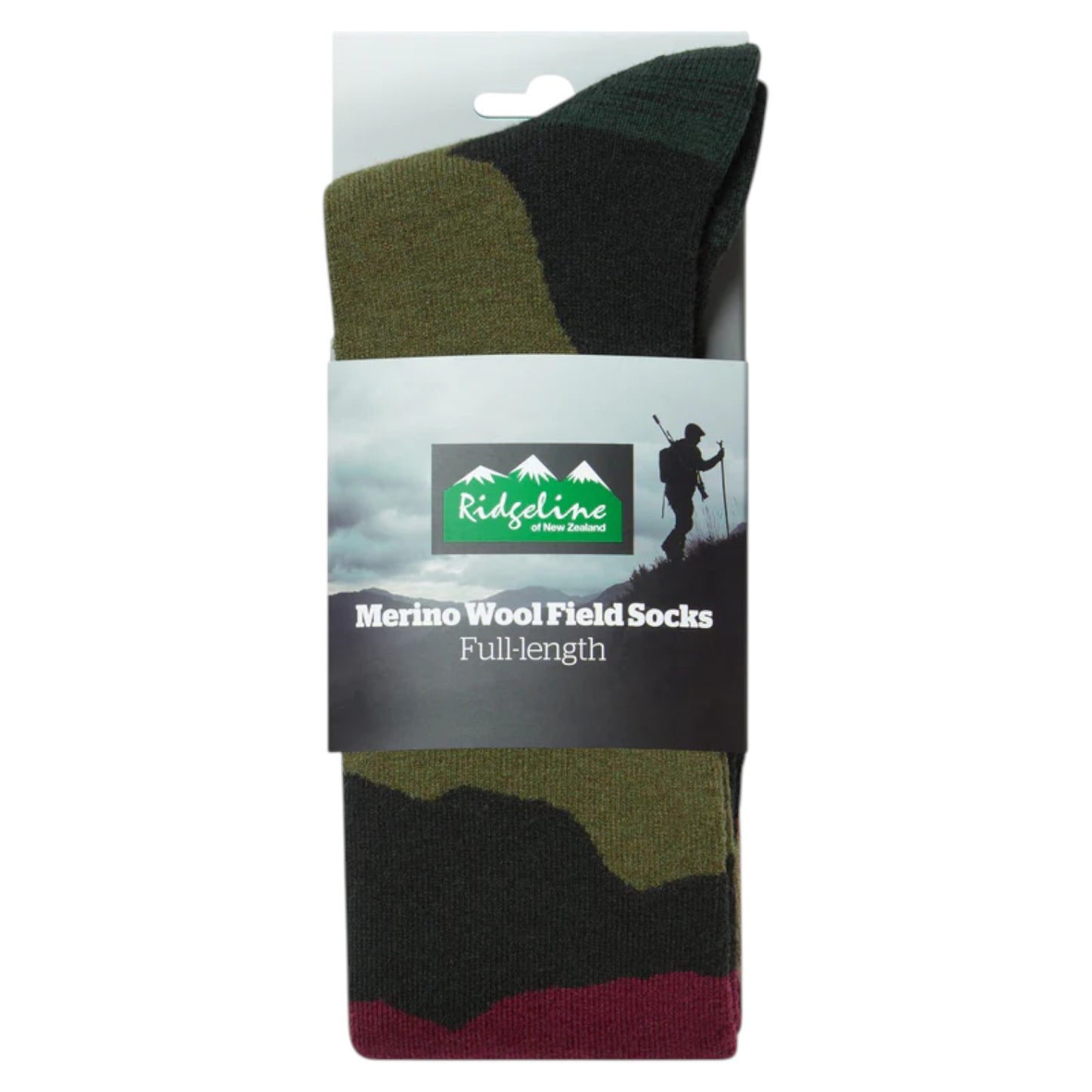 Ridgeline Merino Wool Socks Full Length Berry Stripes