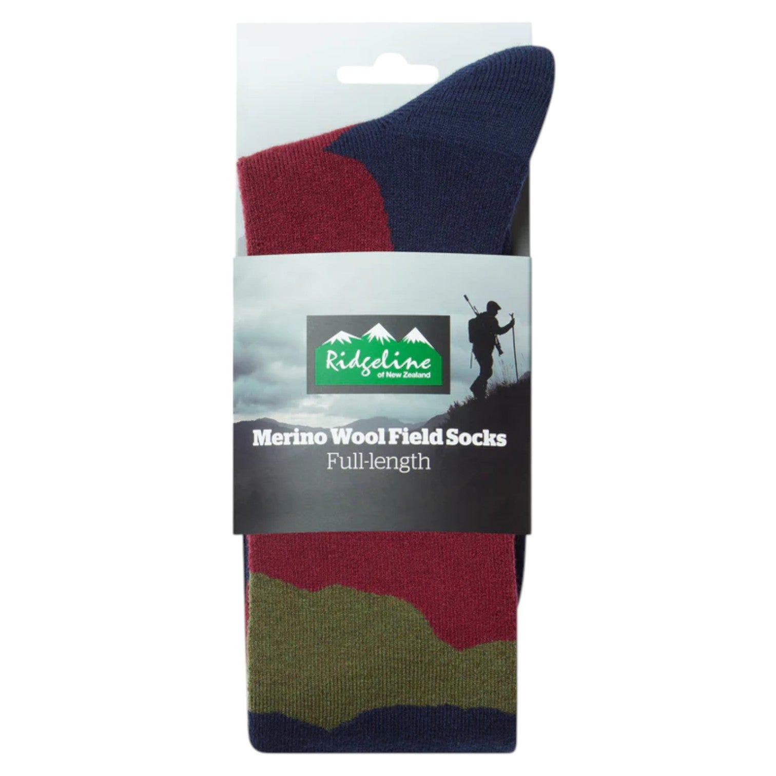 Ridgeline Merino Wool Socks Full Length Navy Stripes