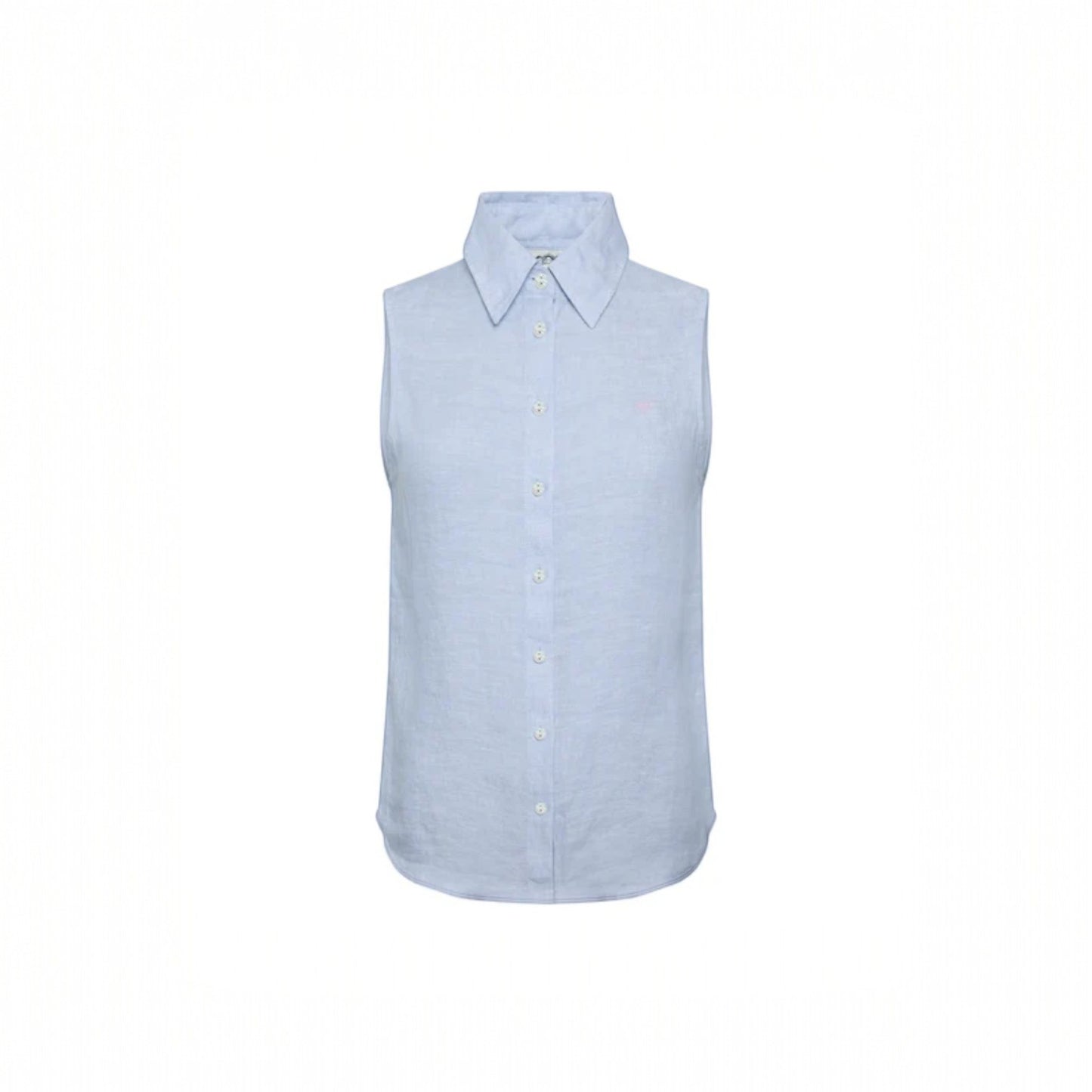 Light blue sleeveless shirt on a white background