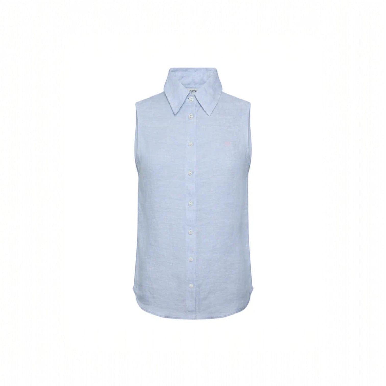 Light blue sleeveless shirt on a white background