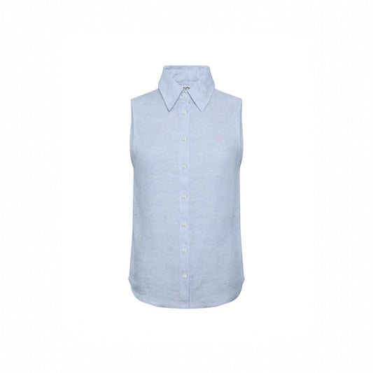 Light blue sleeveless shirt on a white background